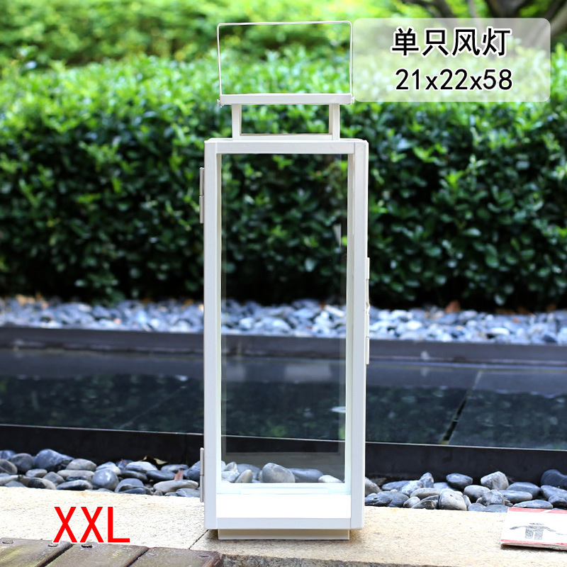 Portavelas de hierro estilo europeo para exteriores, decoración portátil de cristal retro, lámpara de piso grande, ideal para bodas y hoteles