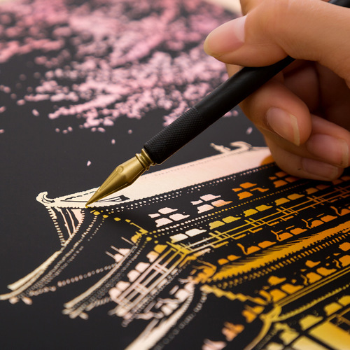 Colorful City Night Scene Scratch Card Scratch DIY Creative Handmade Painting Gift for Girlfriend