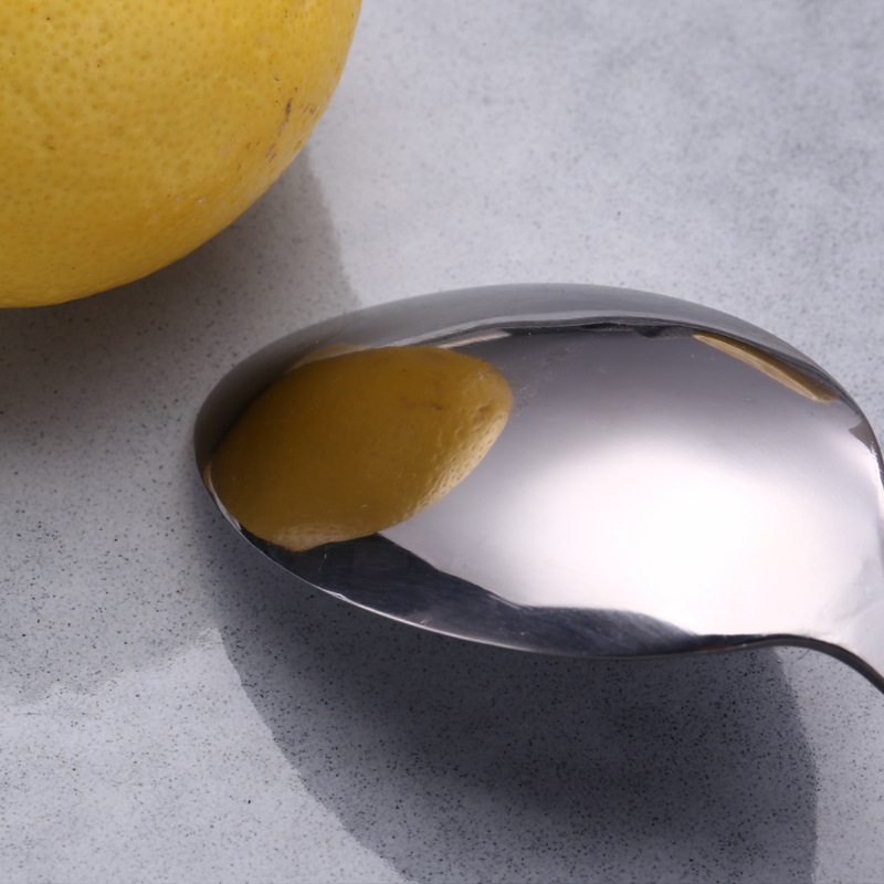 Buffet de acero inoxidable mango curvado cuchara tenedor molecular cocina japonesa Camarón diapositiva cuchara ensalada cuchara tenedor cuchara de carne