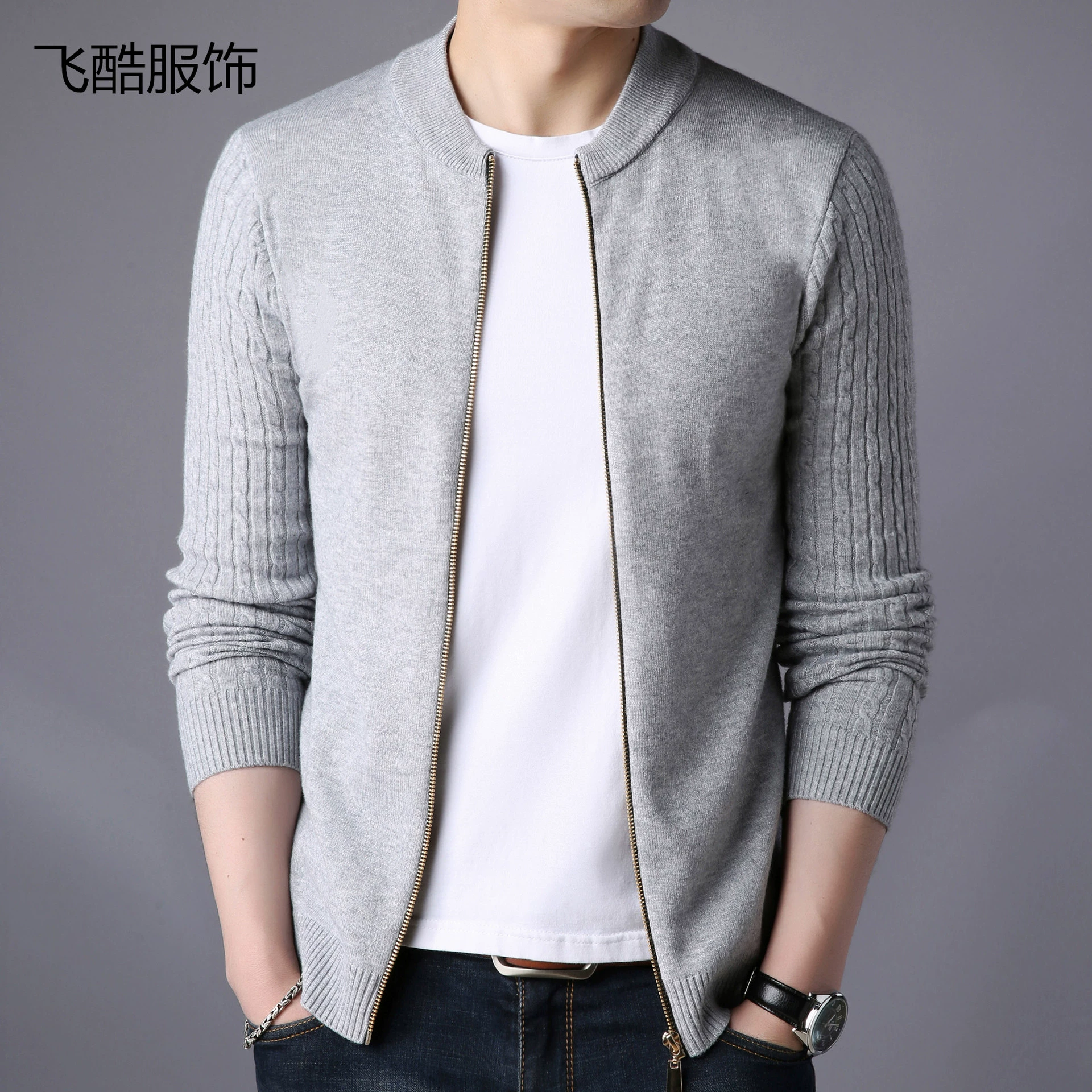 Вязаный свитер, кардиган для отдыха, куртка, коллекция 2023 года, slim fit, корейский стиль