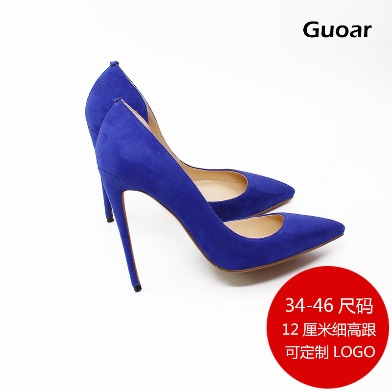 Aliexpress Foreign Trade Large Size Pointed Toe 12cm Stiletto Heel Side Hollow Easiest for Match Women's Shoes