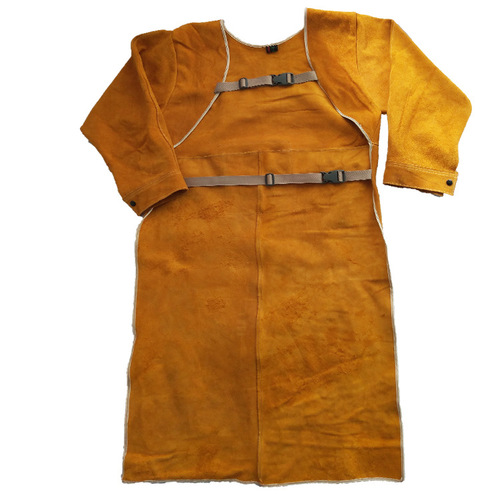 Leather breathable cowhide welding protection suit, anti-flame welding apron, specialized heat insulation anti-scald workwear