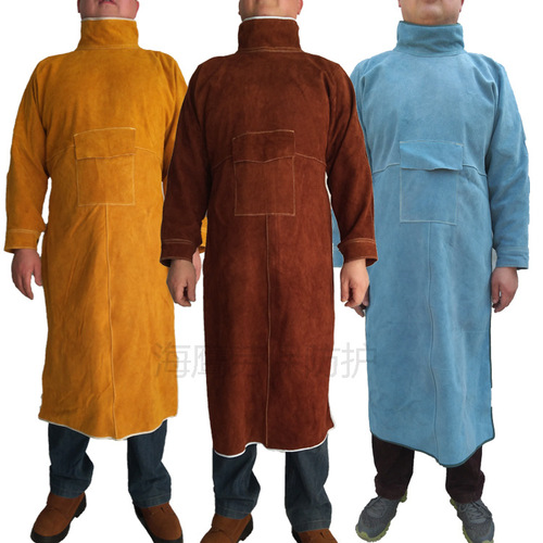 Leather breathable cowhide welding protection suit, anti-flame welding apron, specialized heat insulation anti-scald workwear