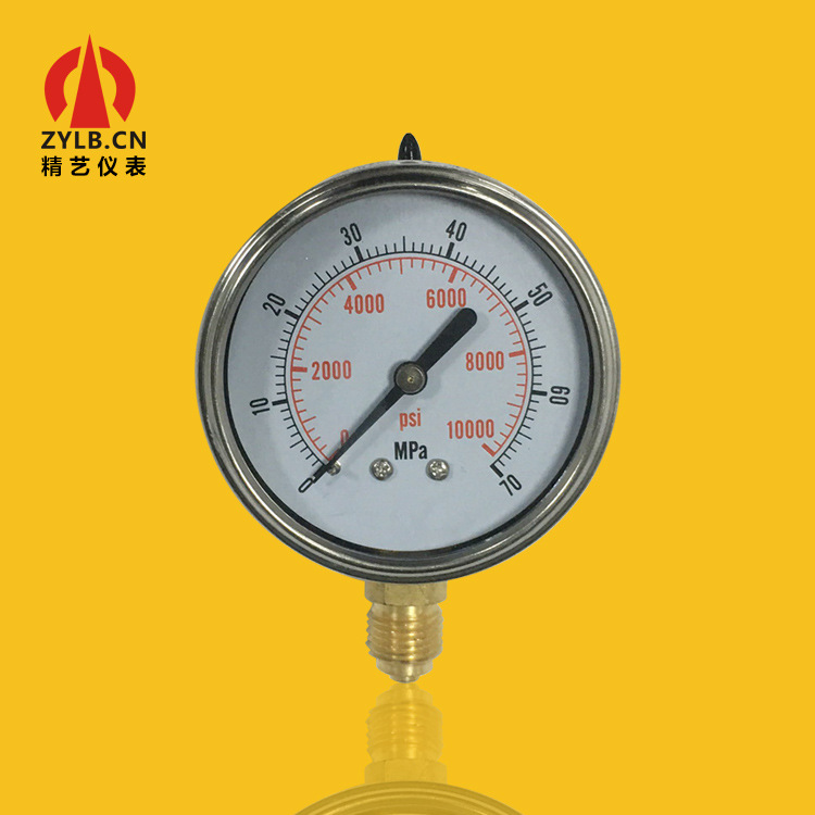 中山供应不锈钢压力表高压半钢压力表YB60 70MPA M14X1.5工厂直供