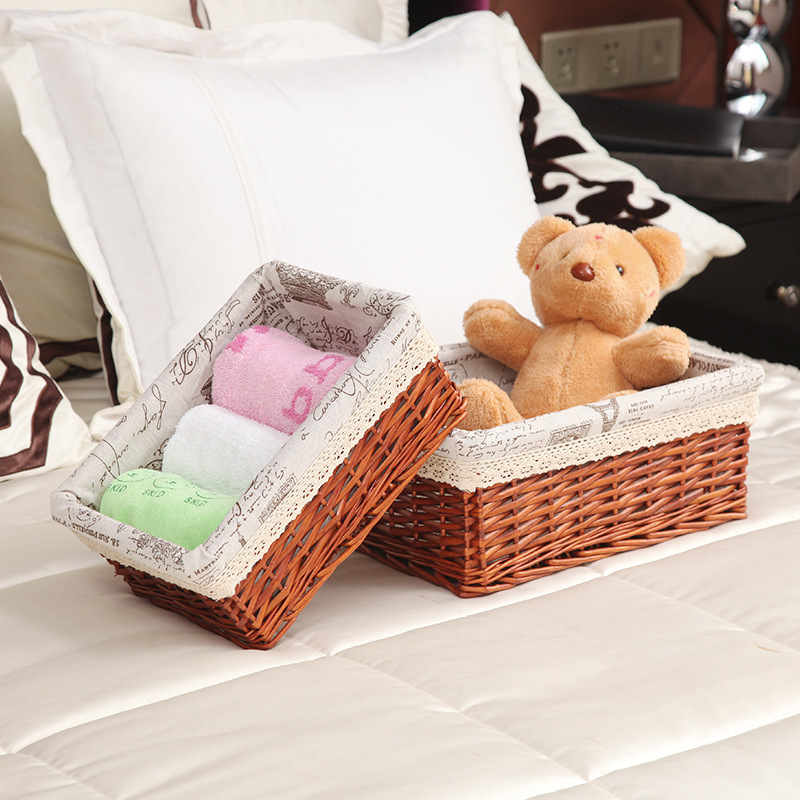 Cesta de almacenamiento de mimbre de ratán directa de fábrica tejida a mano ropa sucia para el hogar canasta de almacenamiento de escritorio de juguete