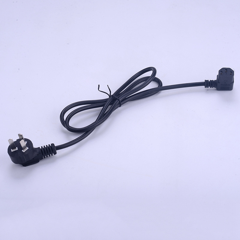 厂家供应三芯国标电源线插头 家用电源线插头 国际双头弯头品字尾