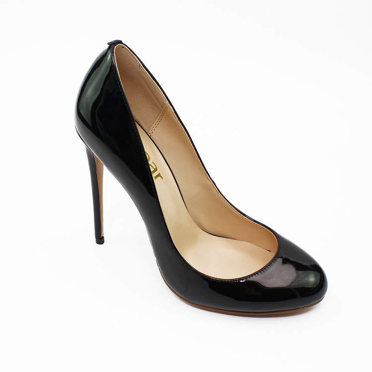 Klassische, runder Kopf, flacher Mund, 12 cm schmale Absätze für Damen in Übergröße 35-44, Einzelschuhe_voghion.com