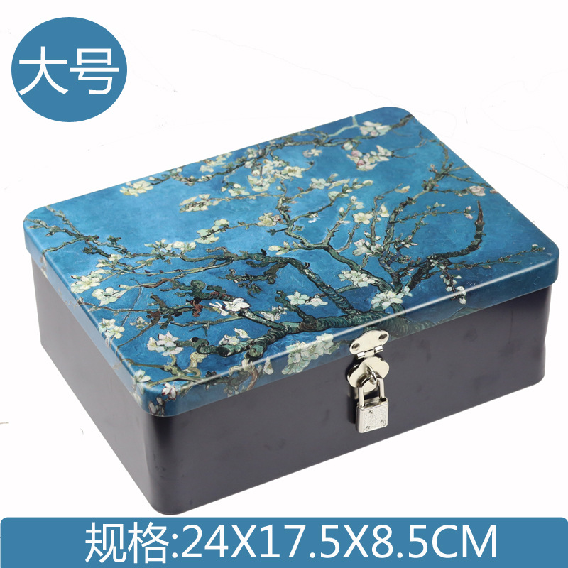 Fábrica en stock al por mayor caja de hojalata rectangular con cerradura de metal grande vintage caja de almacenamiento embalaje de regalo image 5