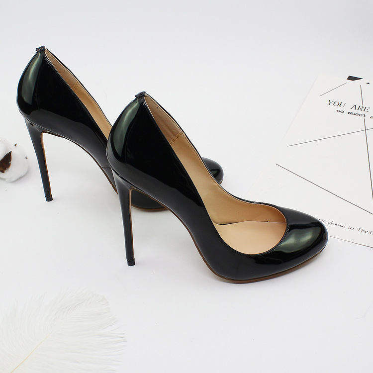 Klassische, runder Kopf, flacher Mund, 12 cm schmale Absätze für Damen in Übergröße 35-44, Einzelschuhe_voghion.com