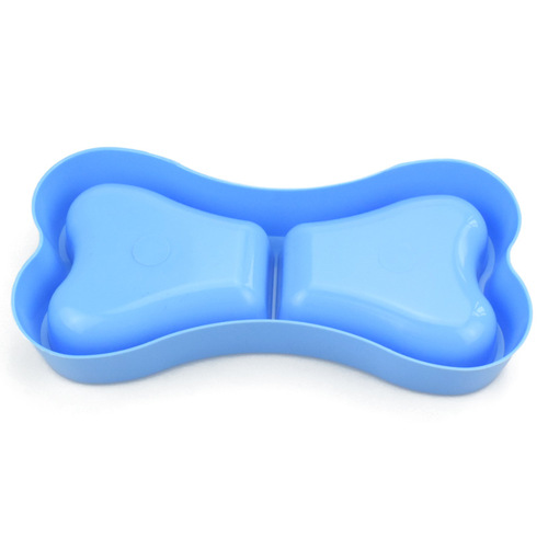 Bone-shaped small double bowl, dual-purpose dog bowl, special drinking water feeding bowl for pet cats and dogs, plastic bowl, dog food bowl, food bowl