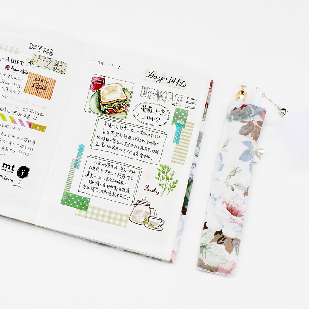 [Qian Li] cubierta de libro de tela hecha a mano cuaderno cubierta de libro de tela mano cuenta pluma cubierta A5A6 cubierta de libro