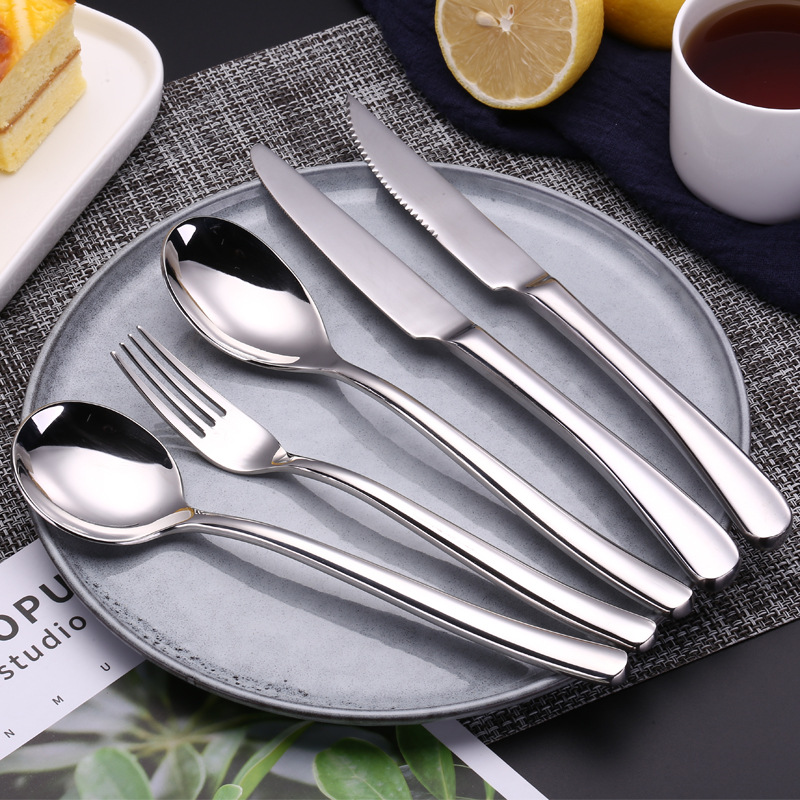Moonlight cuchillo de acero inoxidable, tenedor y cuchara traje de vajilla occidental cuchillo de carne cuchara de comida principal cuchara de postre se puede personalizar el logotipo