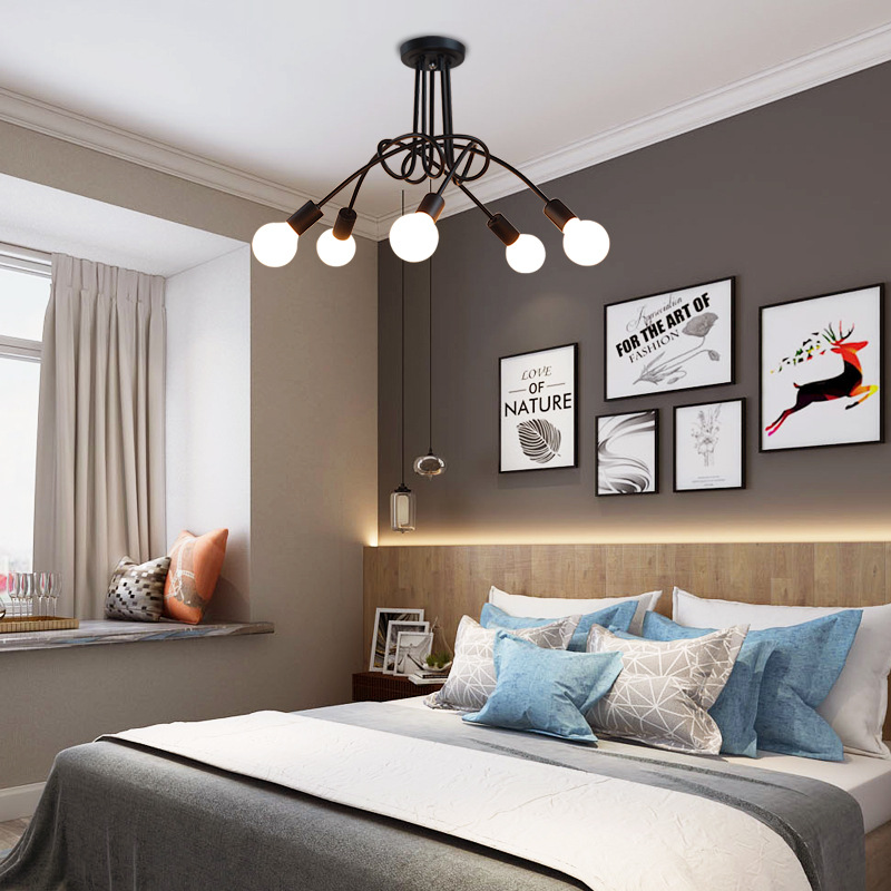 Креативная лампа, потолочный светильник для спальни для гостиной, светодиодная люстра, в американском стиле