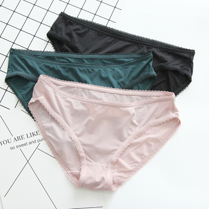 NJ267 New Ice Silk Triangle seamless underwear low waist sexy ladies underwear simple European and American
