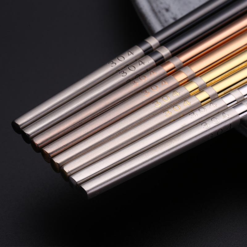 304 palillos de acero inoxidable cuadrado completo anti-balanceo Fu palillos antideslizante restaurante Hotel hogar vajilla palillos pueden ser logotipo personalizado