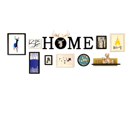 Simple modern restaurant wall hanging painting creative letter photo wall picture frame combination wall deer head wall decoration decorative pendant