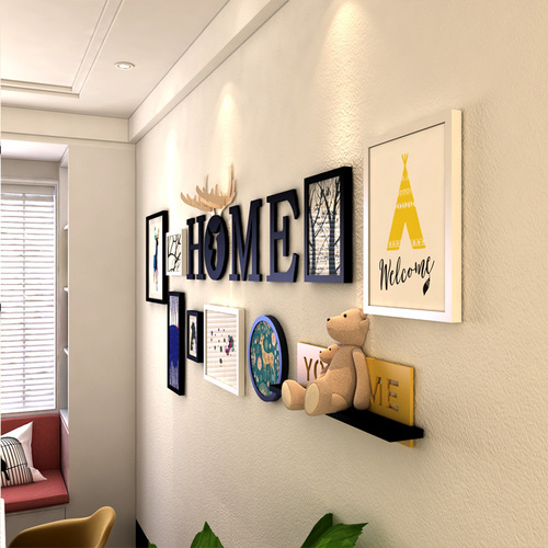 Simple modern restaurant wall hanging painting creative letter photo wall picture frame combination wall deer head wall decoration decorative pendant