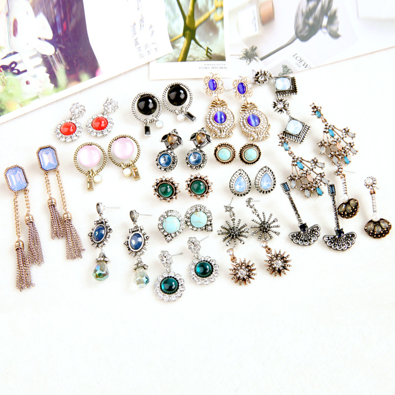 夏季新款耳饰合集复古水滴流苏耳钉简约百搭欧美时尚潮人饰品