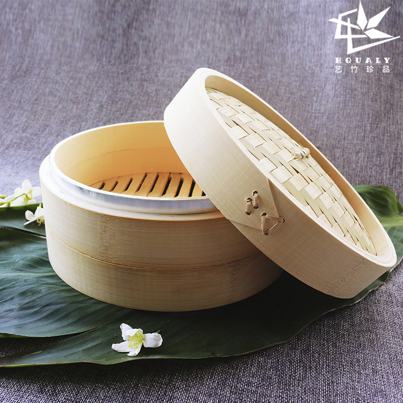Vapor de bambú, albóndigas de aumento y profundización, bollos al vapor, té, vaporizador, 2 capas, 1 cubierta, 3 capas, 1 cubierta, vaporizador de Bambú