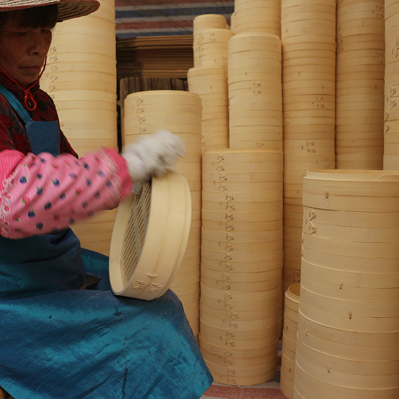 Vaporizador de bambú doméstico, vaporizador de bambú intensificado y profundizado, vaporizador redondo para albóndigas, bollos al vapor y refrescos