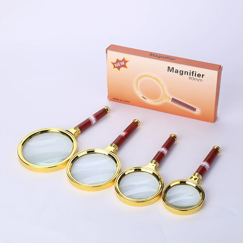 Модное Новое позолоченное кольцо пластиковая ручка прямая ручка увеличительное стекло личность портативное пожилое зеркало для чтения подарок оптовая продажа с фабрики