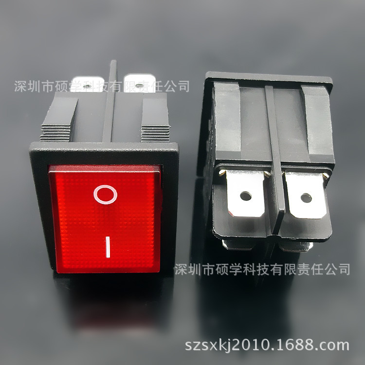 专注品质 船型开关KCD4带灯四脚 单刀双掷 16A防水电源船形开关