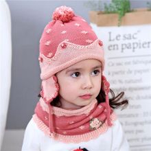 公主皇冠花朵儿童针织帽女童秋冬季护耳帽羊毛针织帽保暖护耳帽