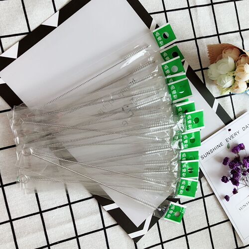 304 stainless steel straw brush bottle straw brush with OPP packaging baby bottle cleaning brush 175mm