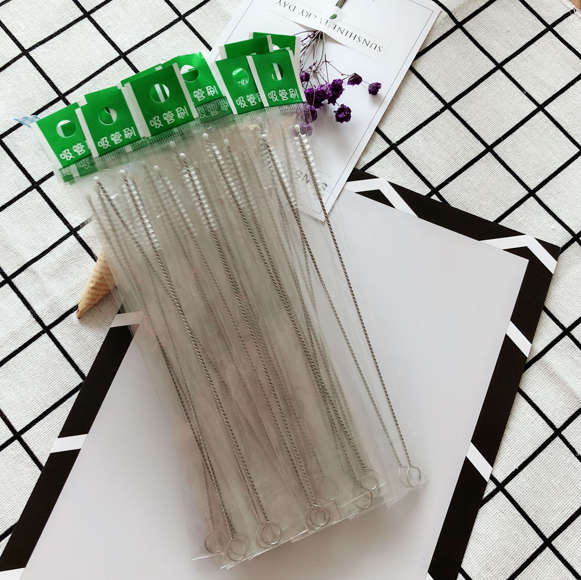 304不锈钢刷奶瓶毛刷带OPP包装清洗刷175mm刷子清洁刷清洁刷