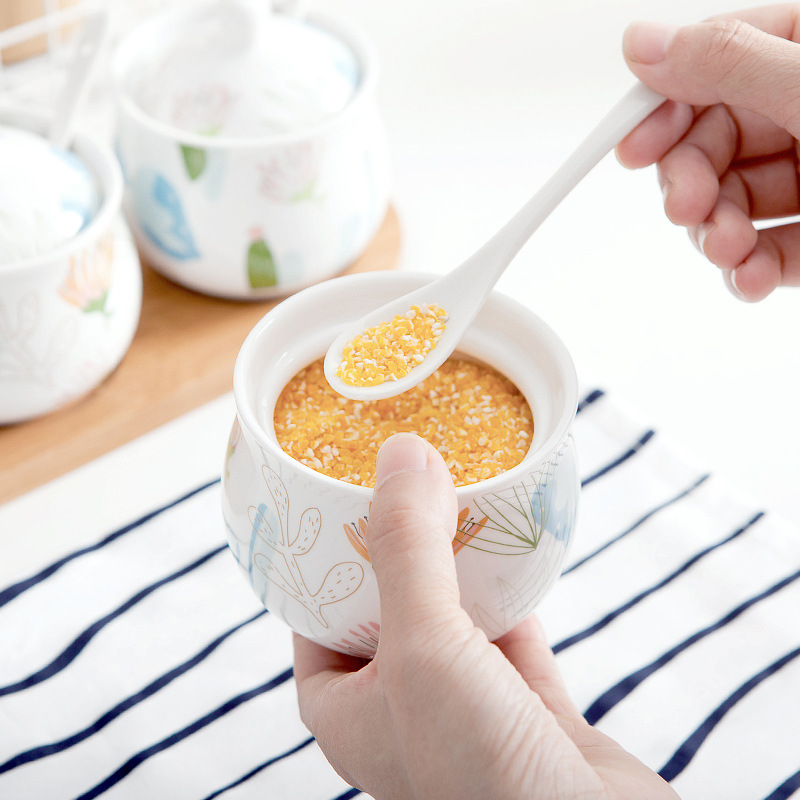 Nórdico hogar cerámica condimento tarro traje condimento caja sal tarro condimento tarro traje