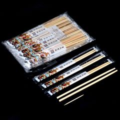 Bellflower disposable chopsticks, 19.5/22.5cm long round bamboo chopsticks, fast food sanitary chopsticks, black pineapple bamboo chopsticks