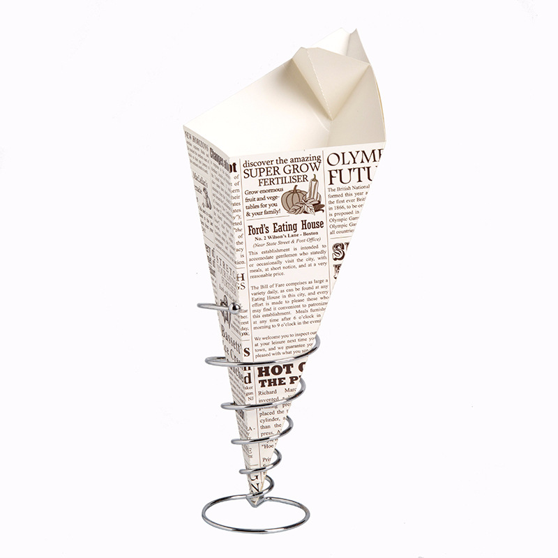 152锥形薯条盒炸货鸡米花鸡块淋膜防油包装chips cone