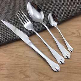 不锈钢餐具 水滴刀叉 圆勺甜品叉长柄咖啡勺  创意搅拌勺家居礼品