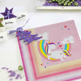Unicorn独角兽主题儿童女孩生日派对布置餐厅印花餐巾纸纸巾20张