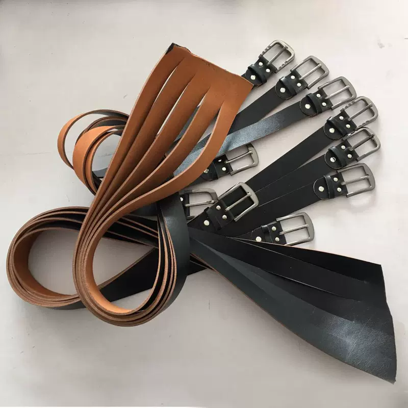 整张牛皮切割针扣裤腰带仿古连体合金扣皮带厂家批发复古风