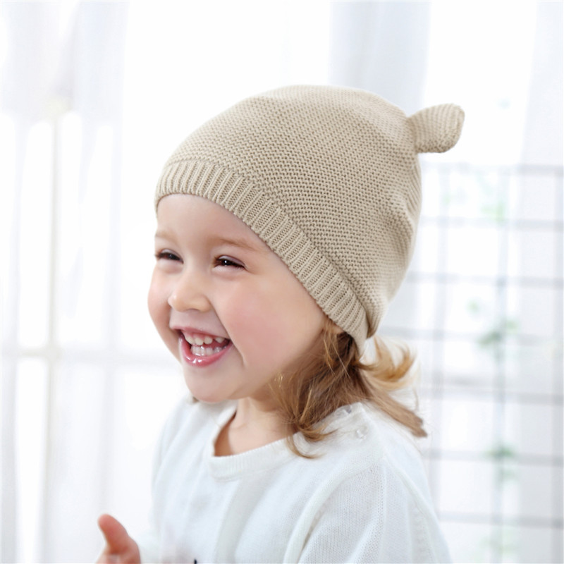 男童女童欧美简单款小耳朵儿童针织帽童帽童秋冬帽
