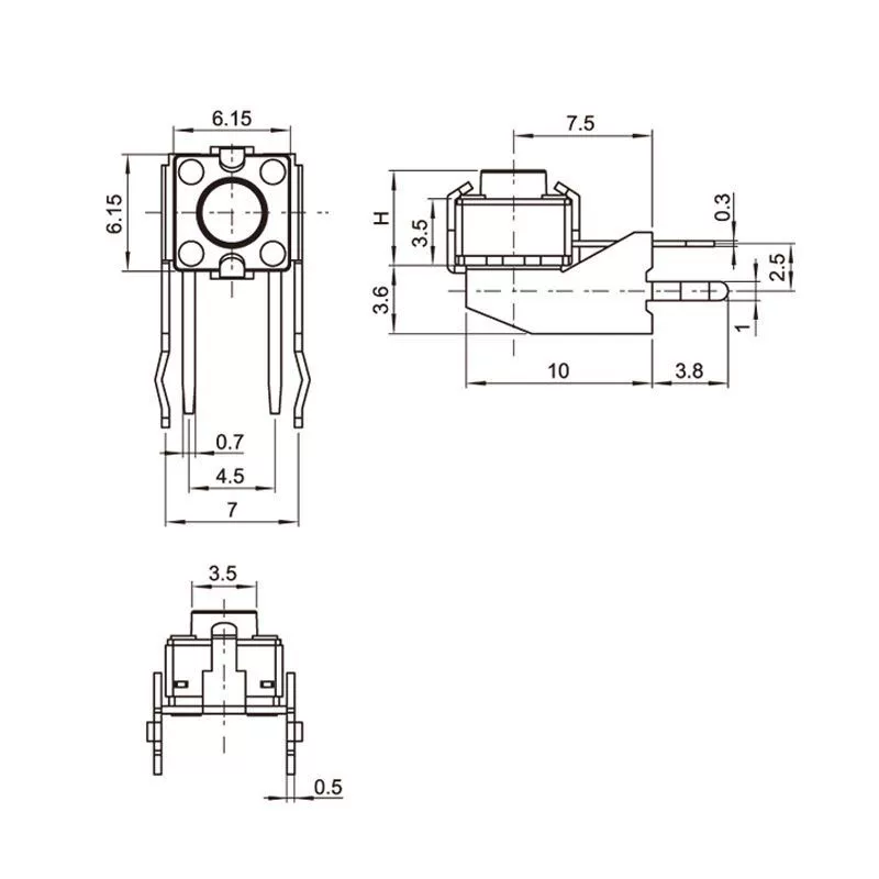 6*6*13 Touch switch/pin type/direct plug type/long foot type/with bracket with high temperature resistance