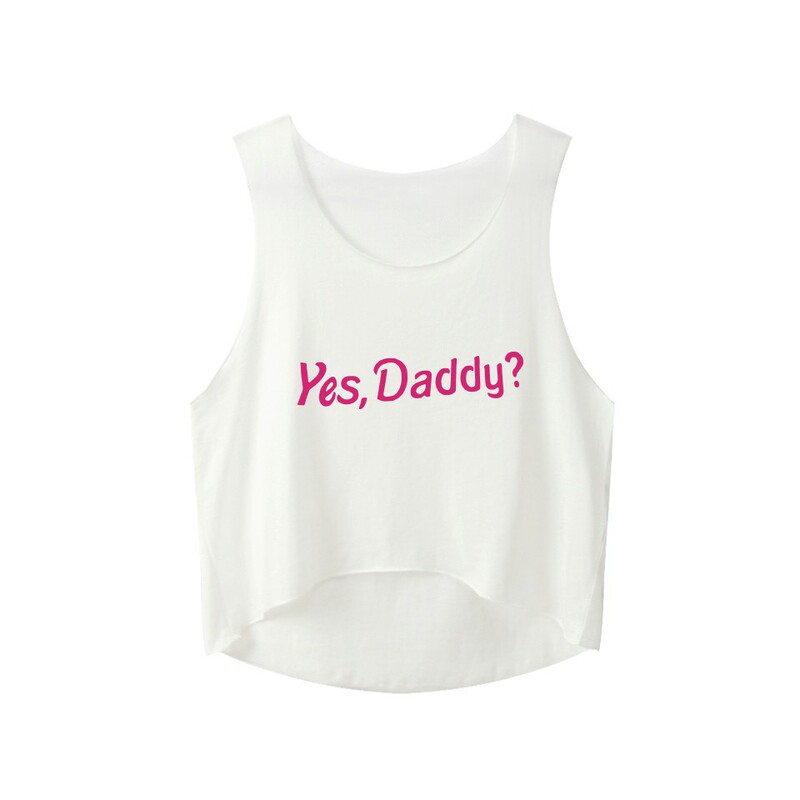 Yes,Daddy? Pink Printed European and American Asymmetrical Halter Top, Midriff-Baring Top, Feminine Soft Girl