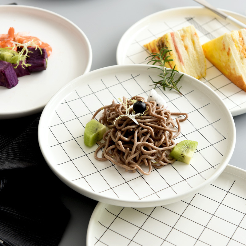 Placa de cerámica del hogar plato redondo Placa de filete placa Occidental creativa Europea placa plana Placa de desayuno