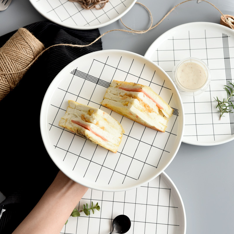 Placa de cerámica del hogar plato redondo Placa de filete placa Occidental creativa Europea placa plana Placa de desayuno