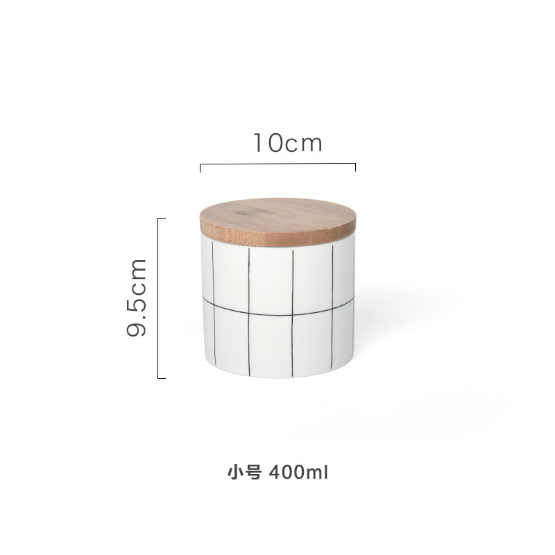 Nórdico redondo de cerámica resistente al calor Sellado tarro de almacenamiento grande tarro de almacenamiento de tres piezas con tapa traje de almacenamiento tarro