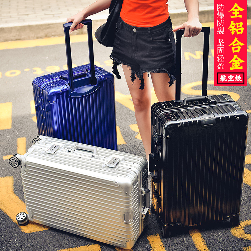 All-Aluminum Magnesium Alloy Trolley Suitcase for Men and Women, Couples' Suitcase with Universal Wheels, Metal Luggage Suitcase, 24inch 26inch Travel Suitcase, Password-Protected Suitcase