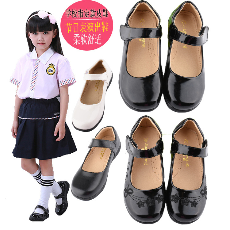 女童皮鞋黑白色演出合唱鞋中小学生表演鞋儿童正装英伦礼服鞋春秋