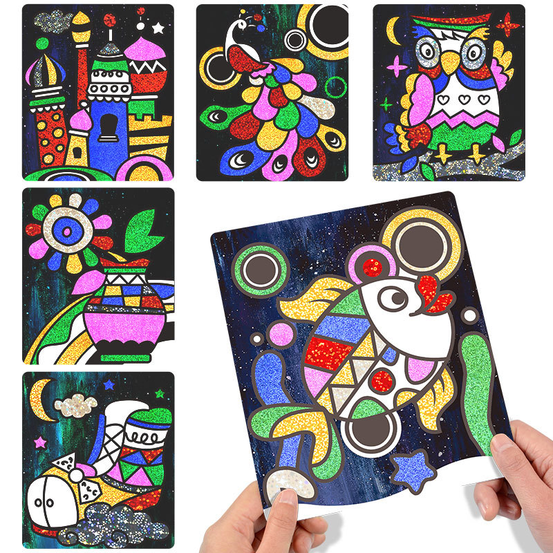 Qiwu magia de los niños arte mágico pegatina pintura jardín de infantes creativo DIY pegatinas hechas a mano color del punto de papel pegatinas de color