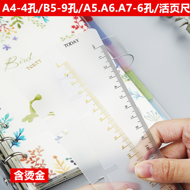 Hot Stamping Ruler A5A6A7B5A4 Loose-Leaf Bookmark Ruler Handbook Accessories 60 Silk Pp Independent Packaging