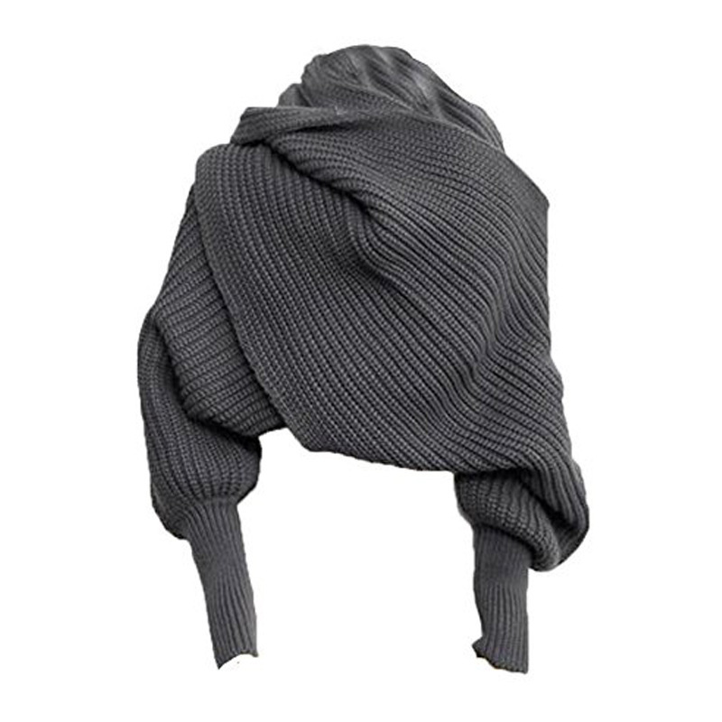 Foreign trade explosions fashion knitted scarf ladies warm autumn and winter wool shawl monochrome sleeve scarf factory direct supply