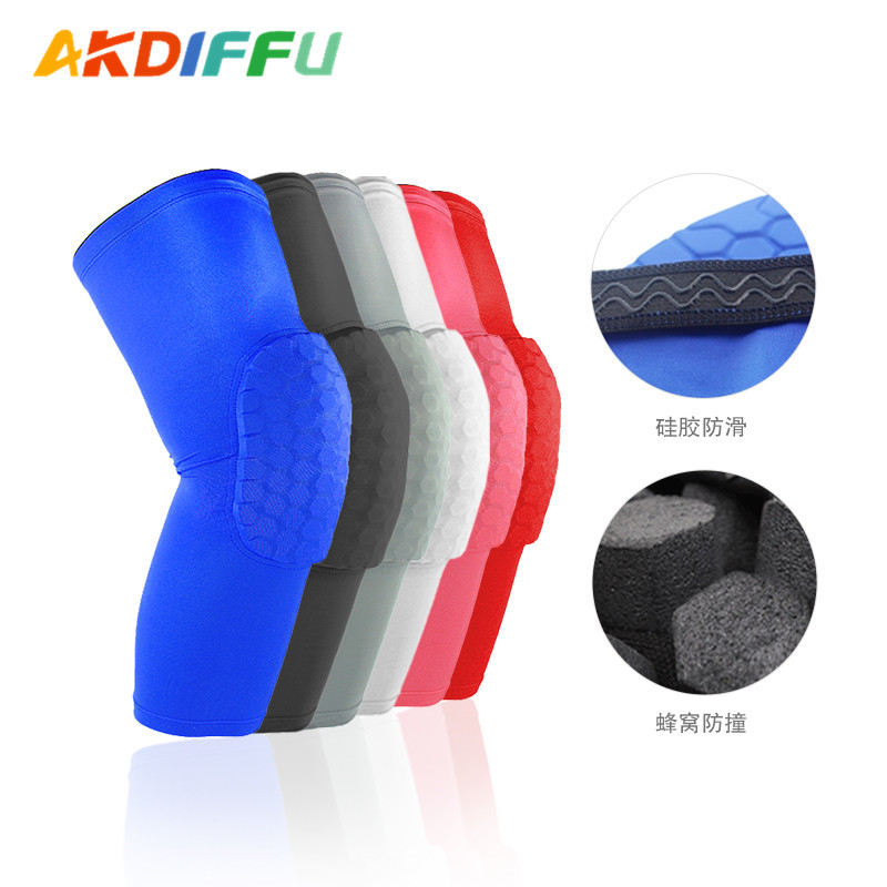 Nueva frontera larga corta almohadilla de la rodilla de nido de abeja Nylon lycra rodillera de color rodillera canasta de voleibol deportes rodillera