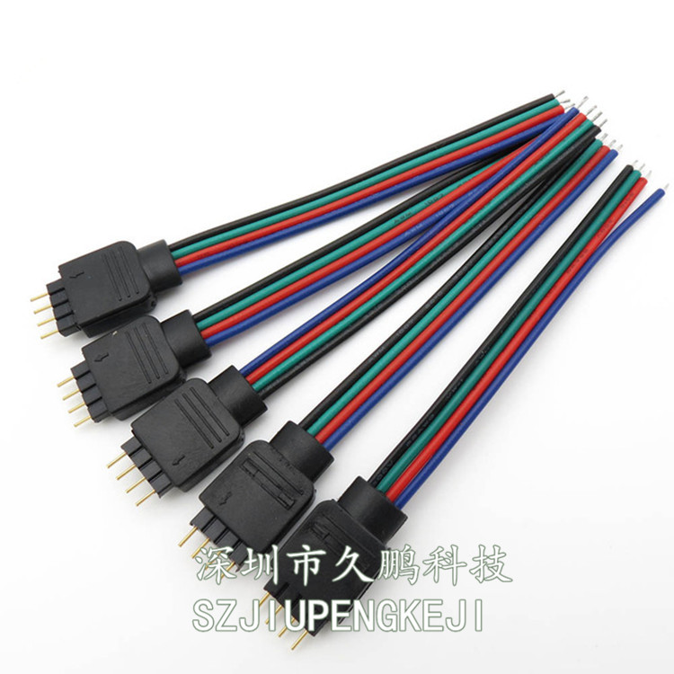 4pin母头线 LED灯带5050七彩RGB端子线连接头 4芯线转公母插头10