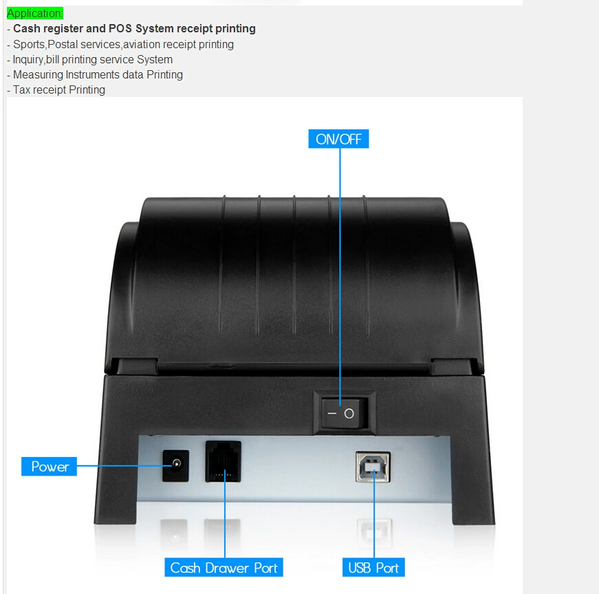 Фабричная продажа POS-5890T RS232/Parallel/Serial порт термически значительная маленькая кассовая принтер