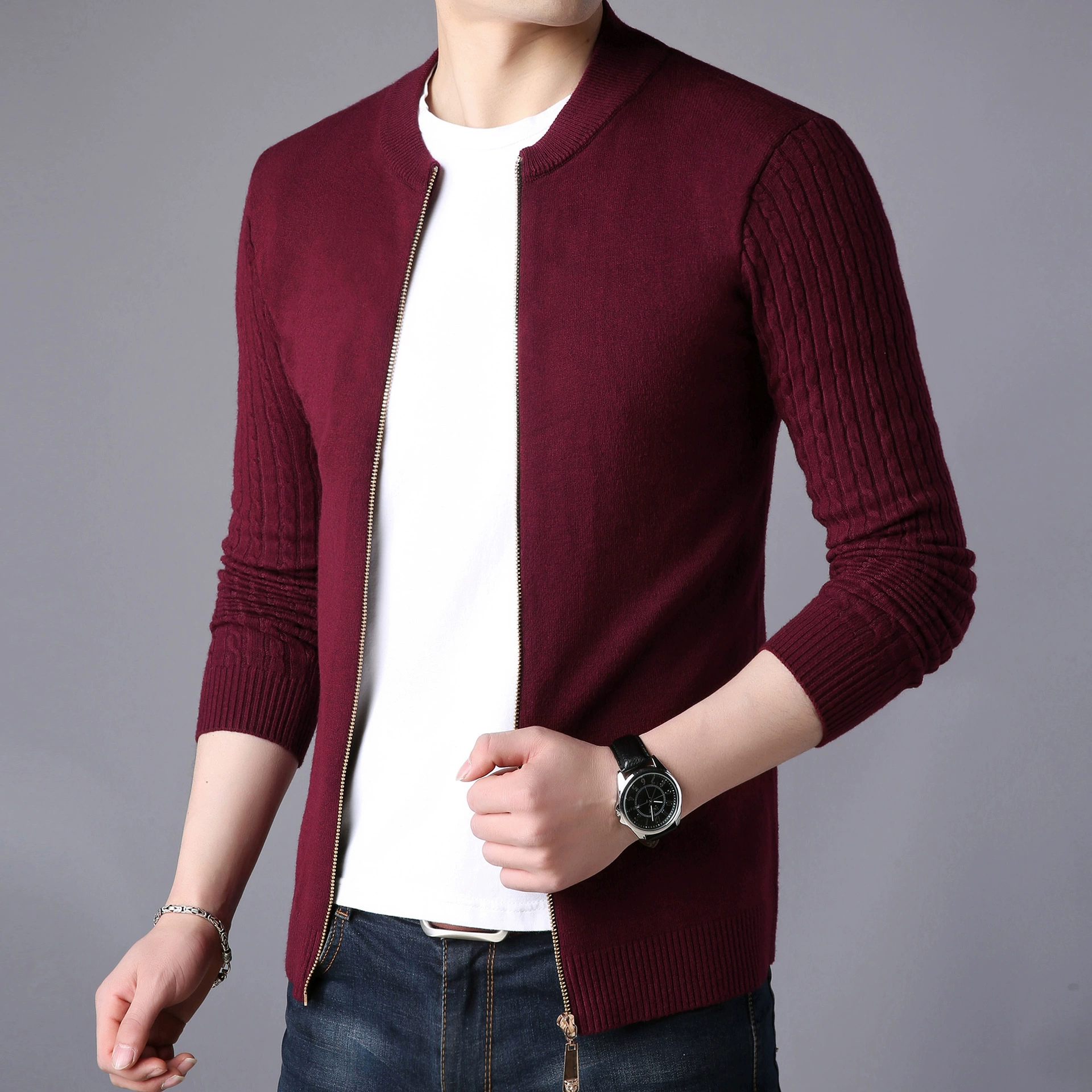 Вязаный свитер, кардиган для отдыха, куртка, коллекция 2023 года, slim fit, корейский стиль